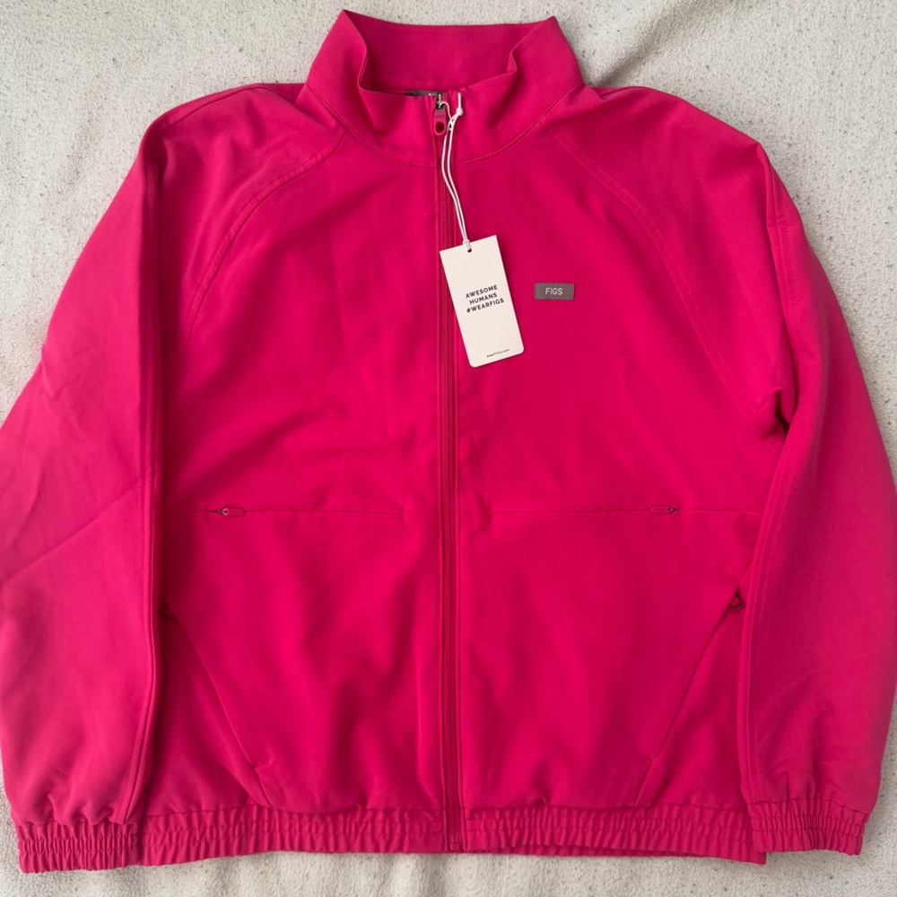 Bright Pink FIGS Zip-Up Jacket
